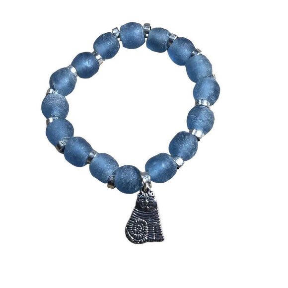 Bracelet, Handmade African Beaded Bracelet, NEW, Stretch, Blue, Artisan - Picture 1 of 4